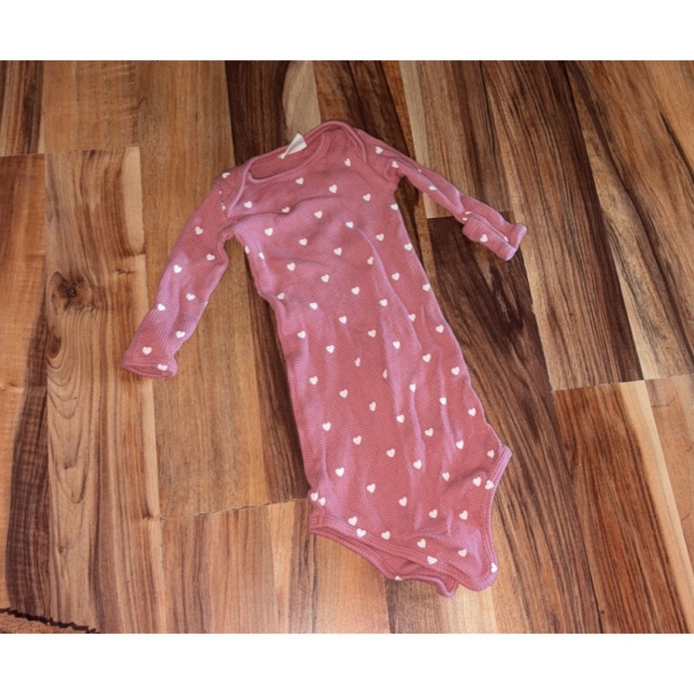 Pink Heart Patterned Baby Onesie